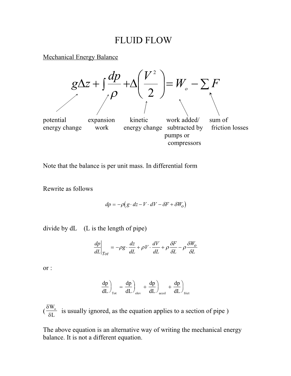 FLUID FLOW (P&T Ch. 14)