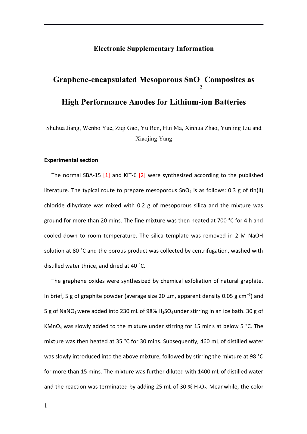 Graphene-Encapsulated Mesoporous Sno2 Composites As High Performance Anodes for Lithium-Ion