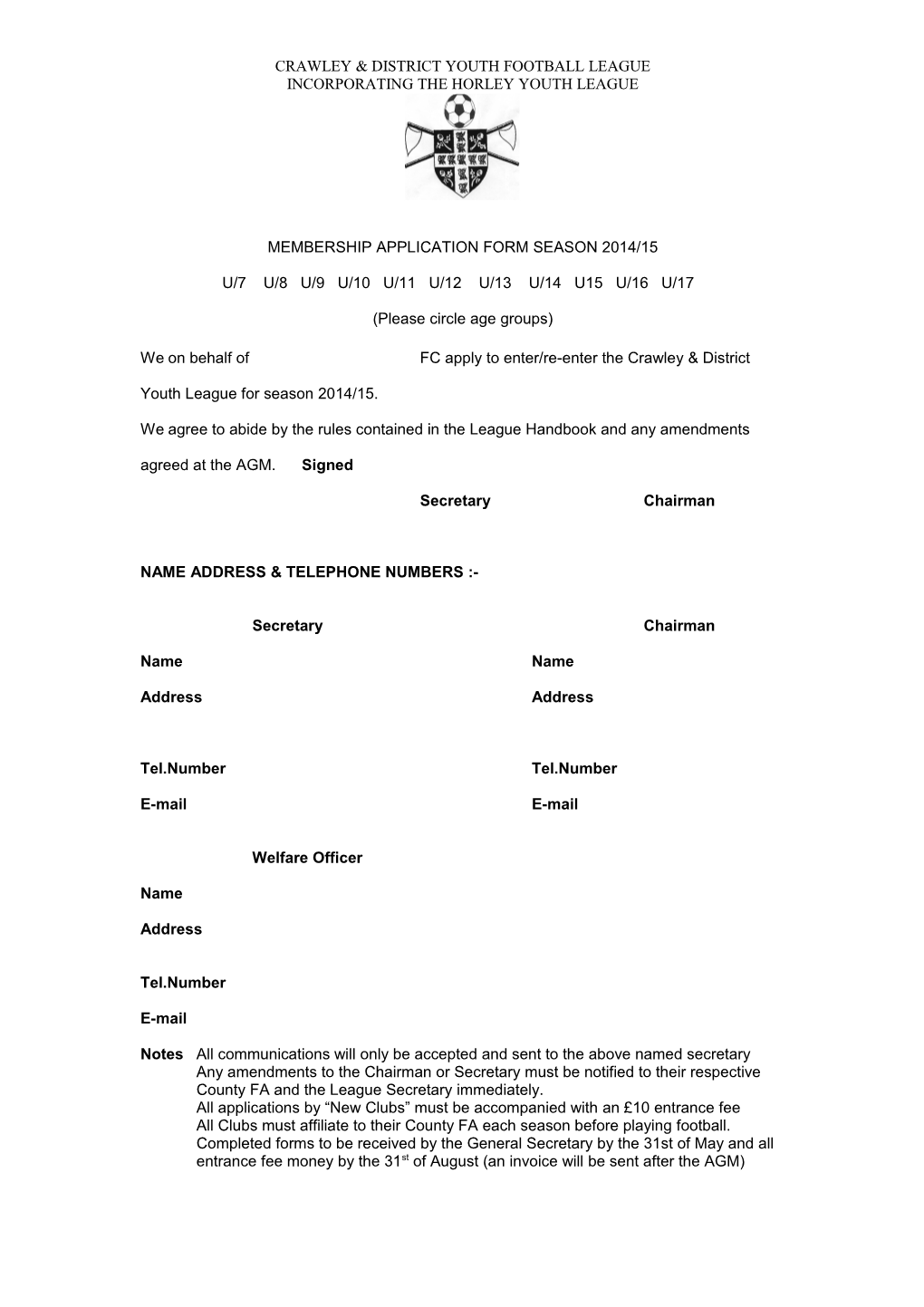 Membership Application Form Season 2005/06
