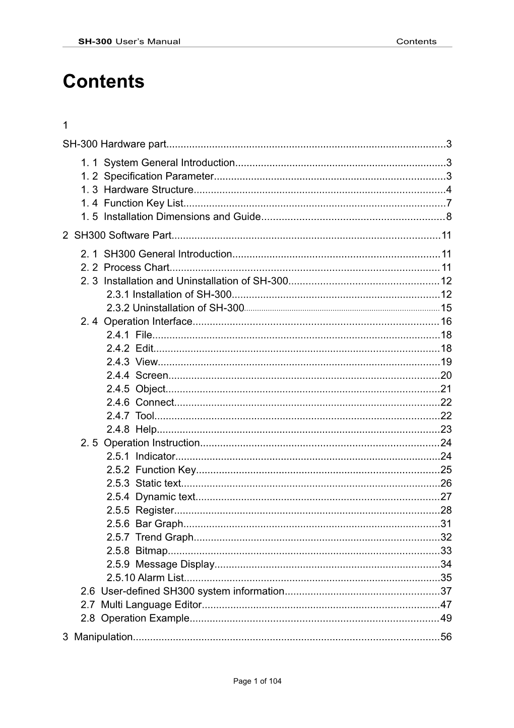 SH-300User S Manual Hardware Part