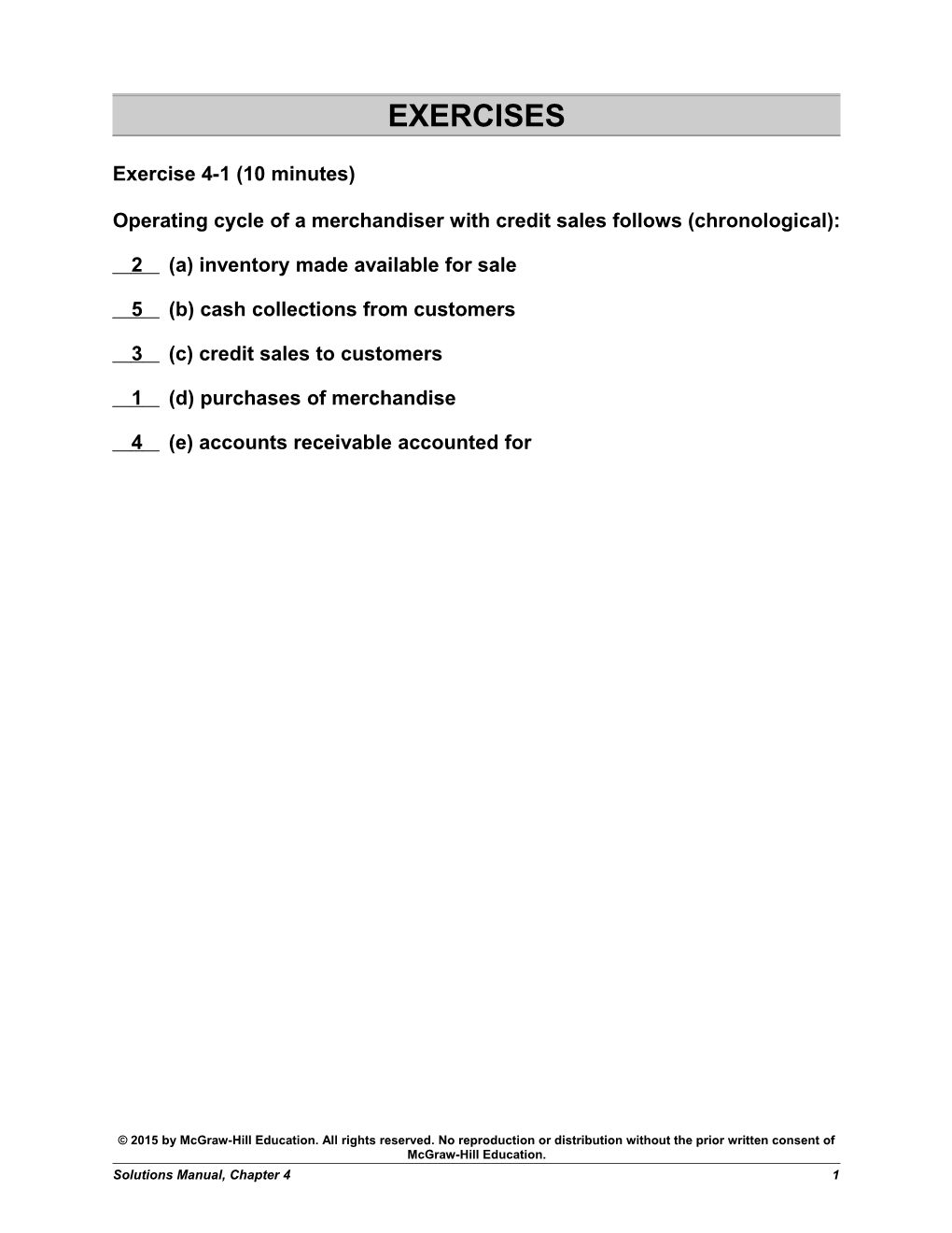 Operating Cycle of a Merchandiser with Credit Sales Follows (Chronological)