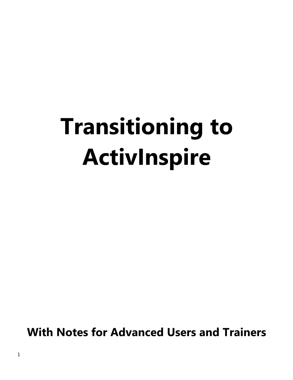 Start Here - Transitioning to Activinspire