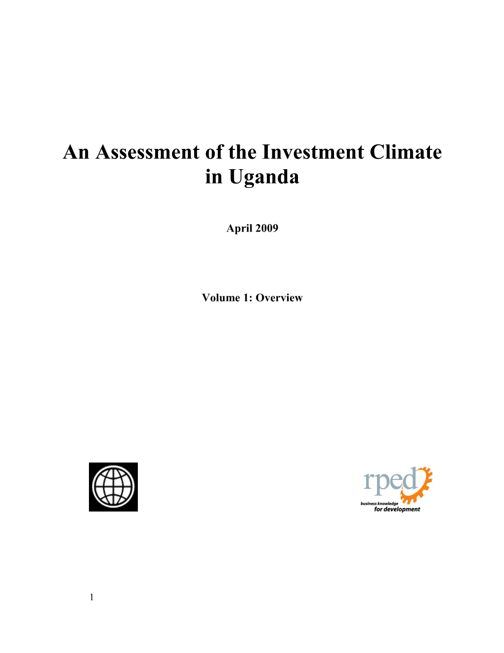 An Assessment of the Investment Climate in Uganda