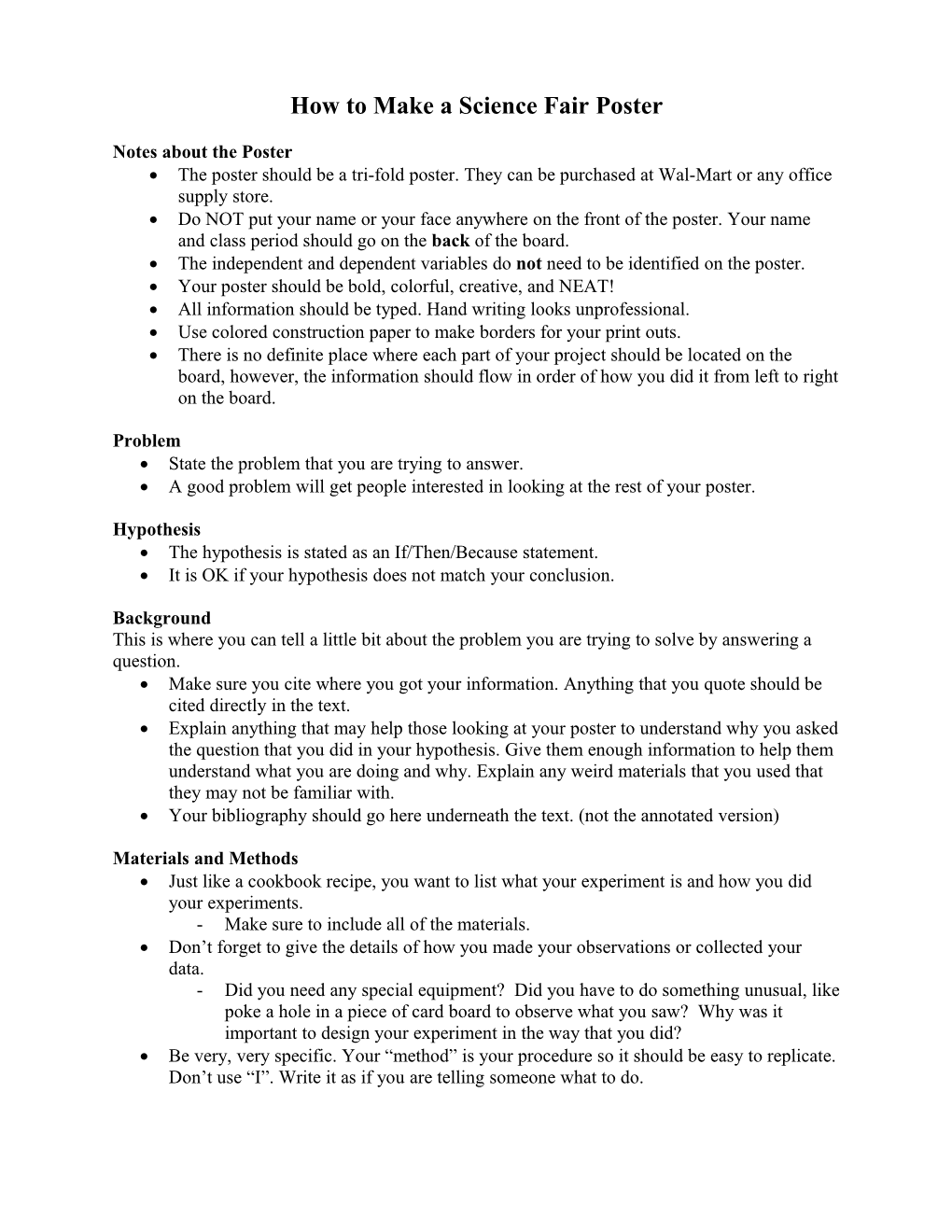 How to Make a Science Fair Poster