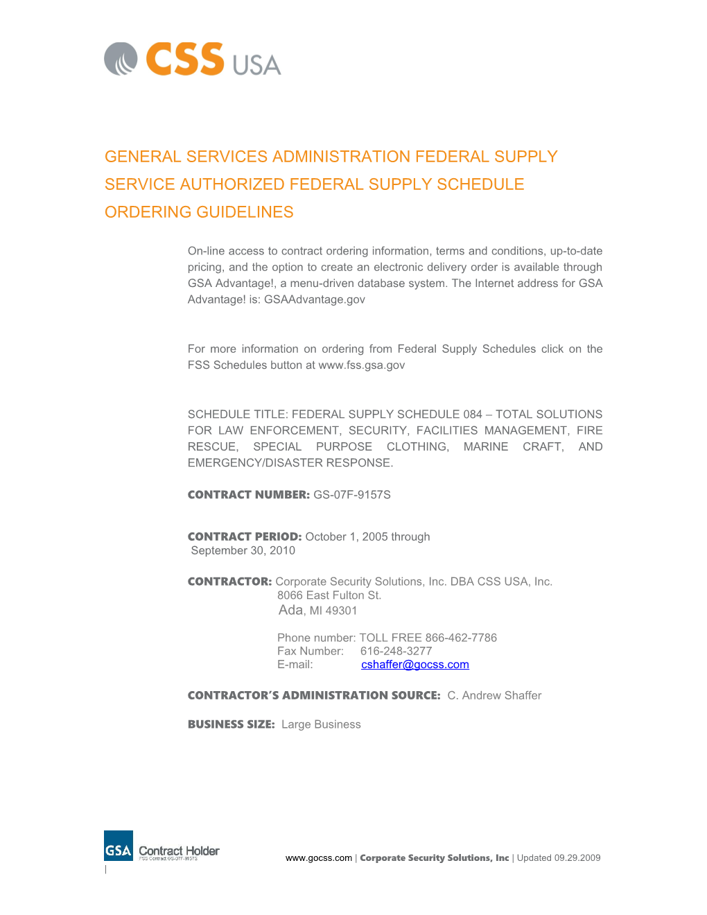 General Services Administration Federal Supply Service Authorized Federal Supply Schedule