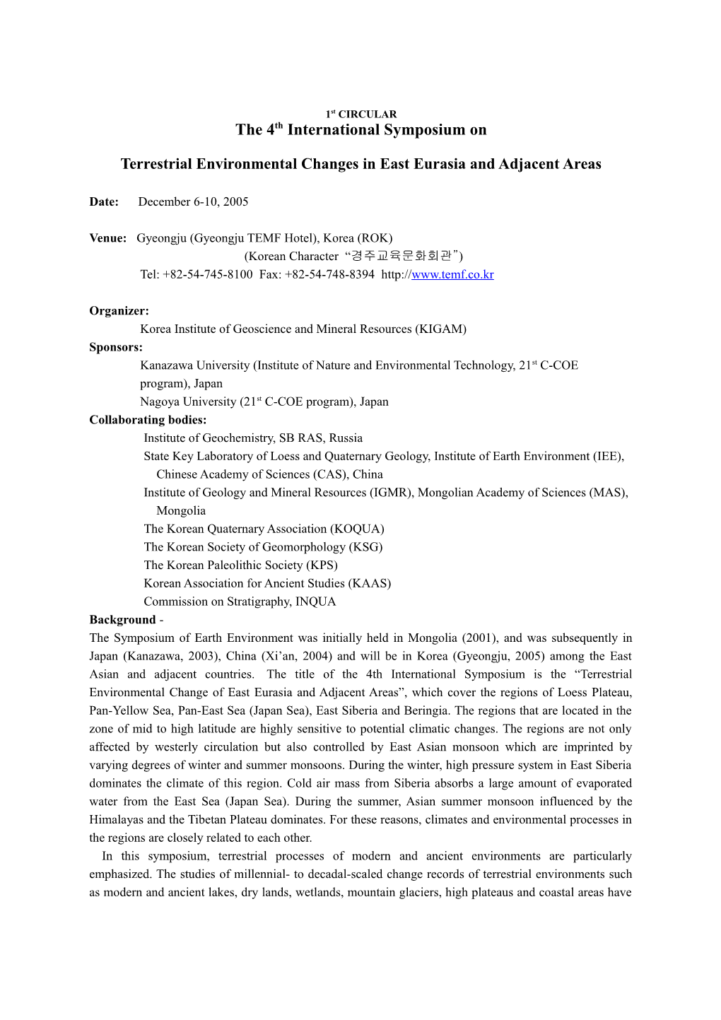 Terrestrial Environmental Changes in East Eurasia and Adjacent Areas