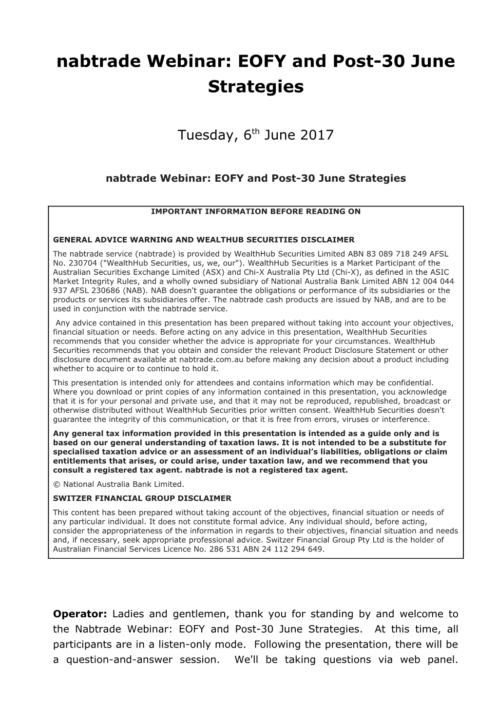 Nabtrade Webinar: EOFY and Post-30 June Strategies