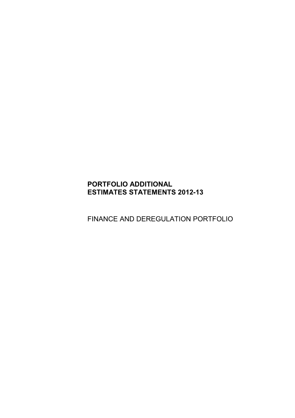 Portfolio Additional Estimates Statements 2012-13