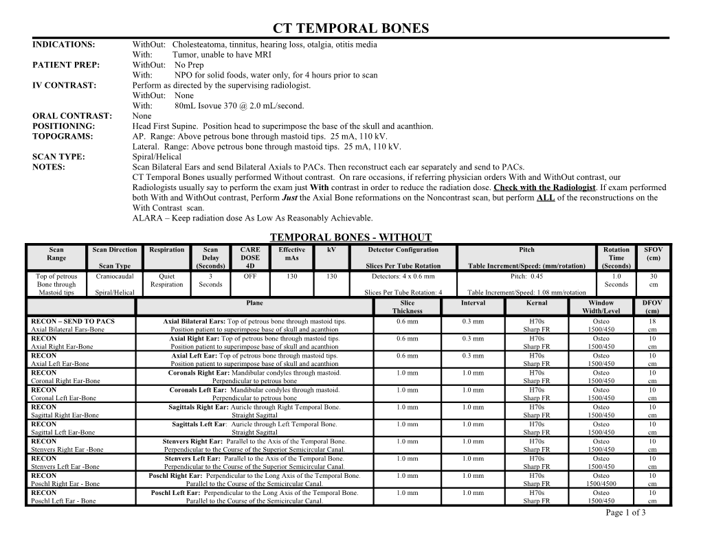 INDICATIONS: Without: Cholesteatoma, Tinnitus, Hearing Loss, Otalgia, Otitis Media