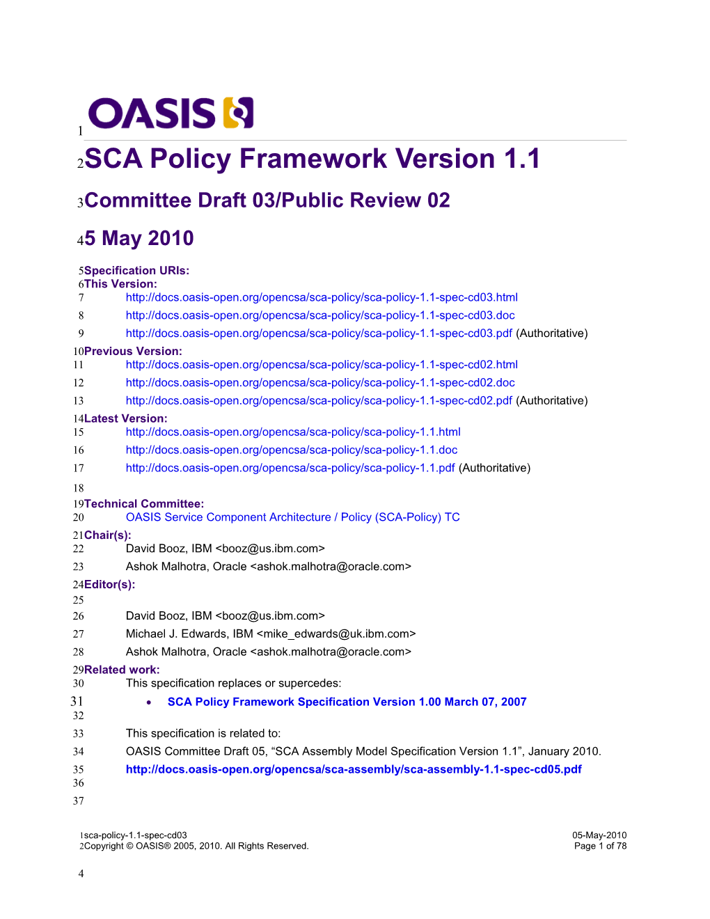 OASIS SCA Policy Specification V1.1