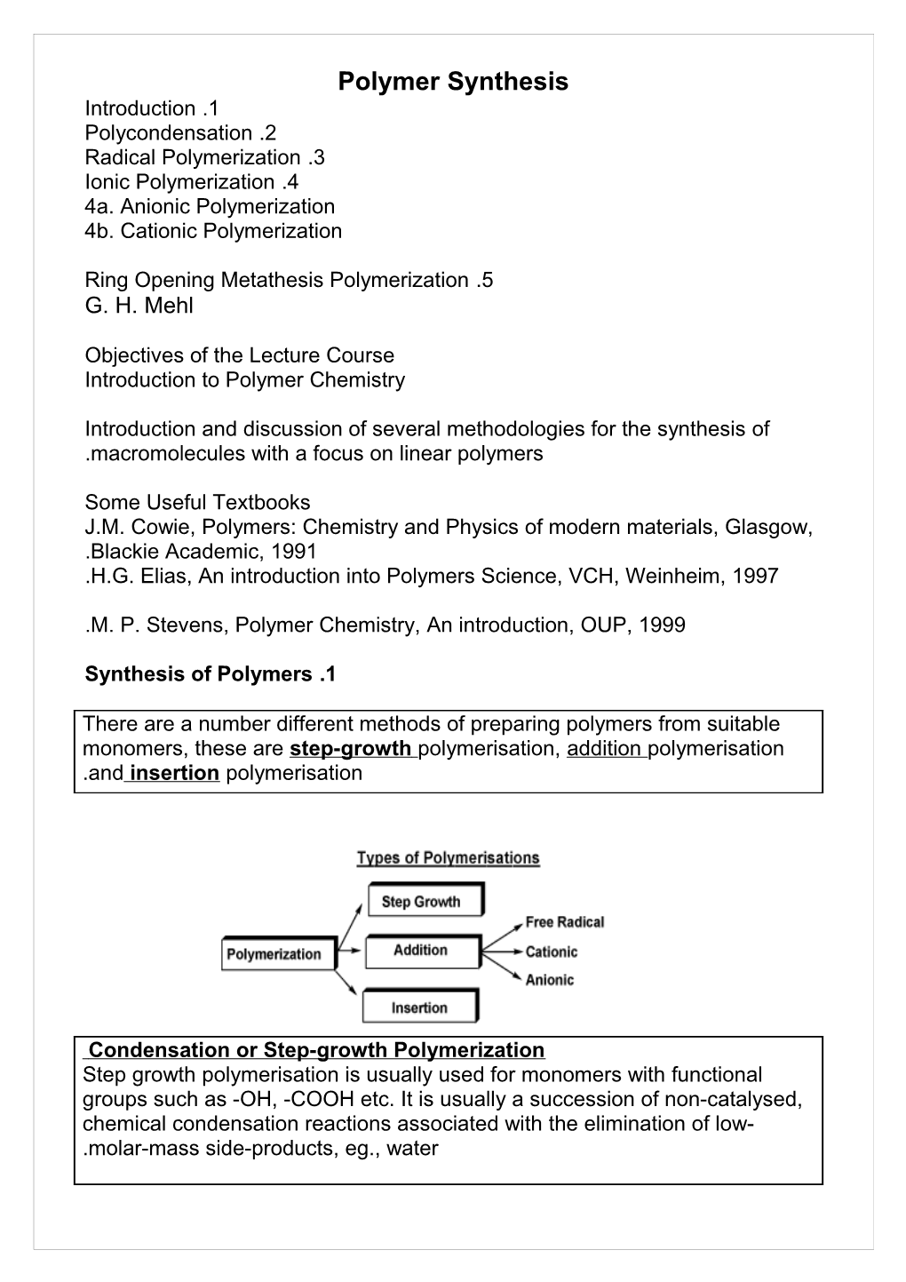 Polymer Synthesis