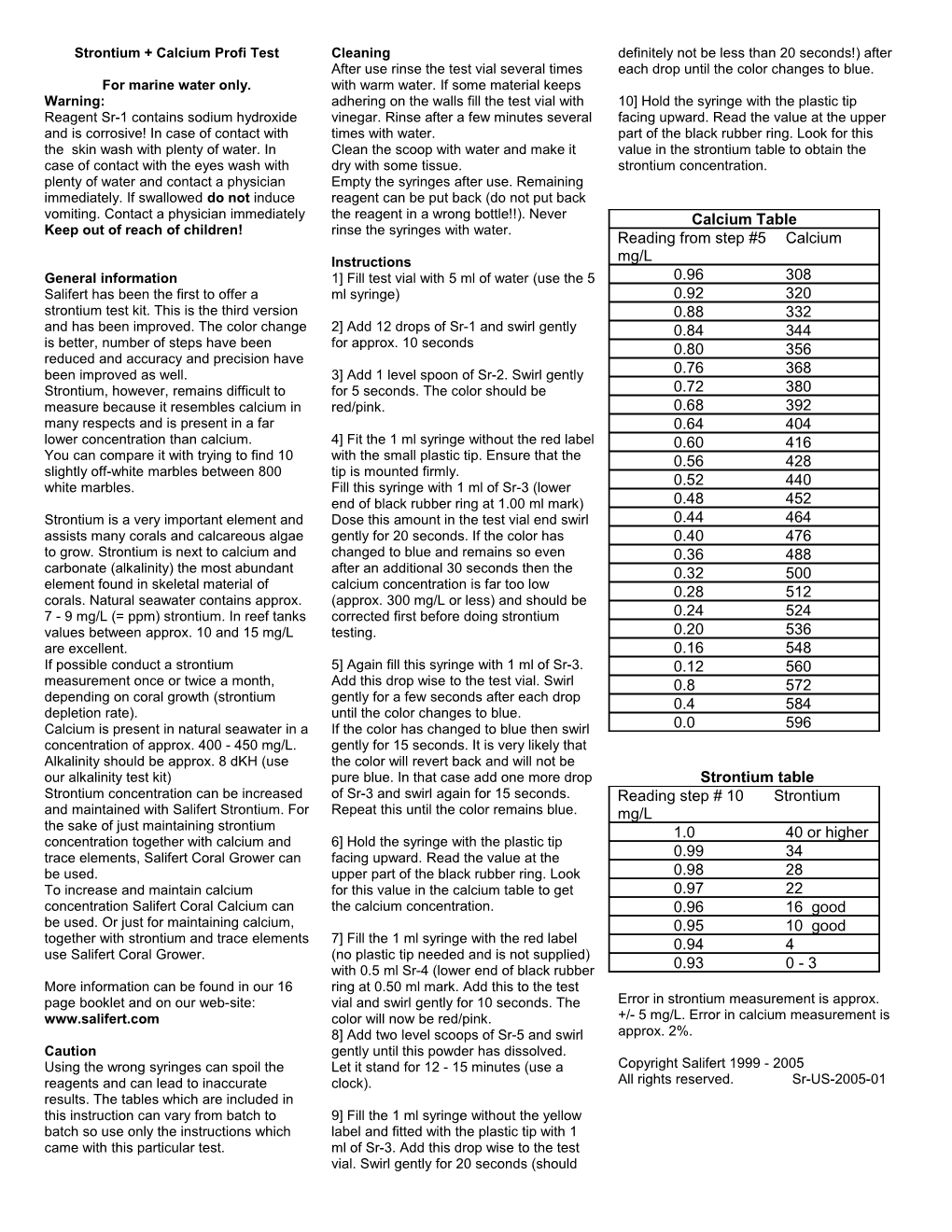 Strontium + Calcium Profi Test