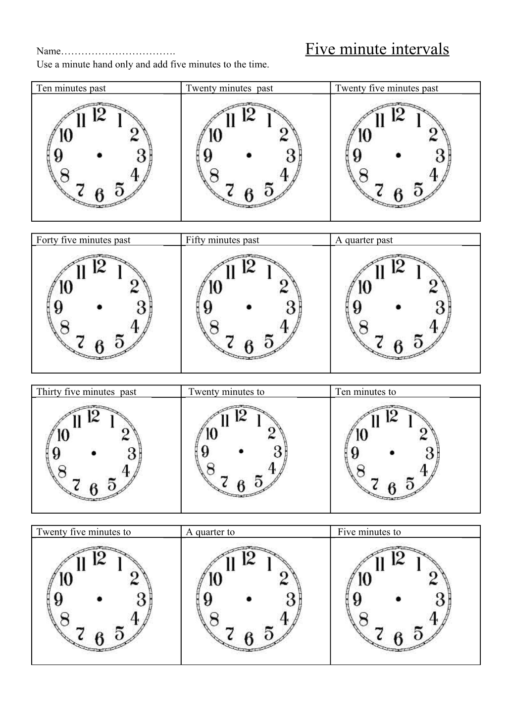Use a Minute Hand Only and Add Five Minutes to the Time