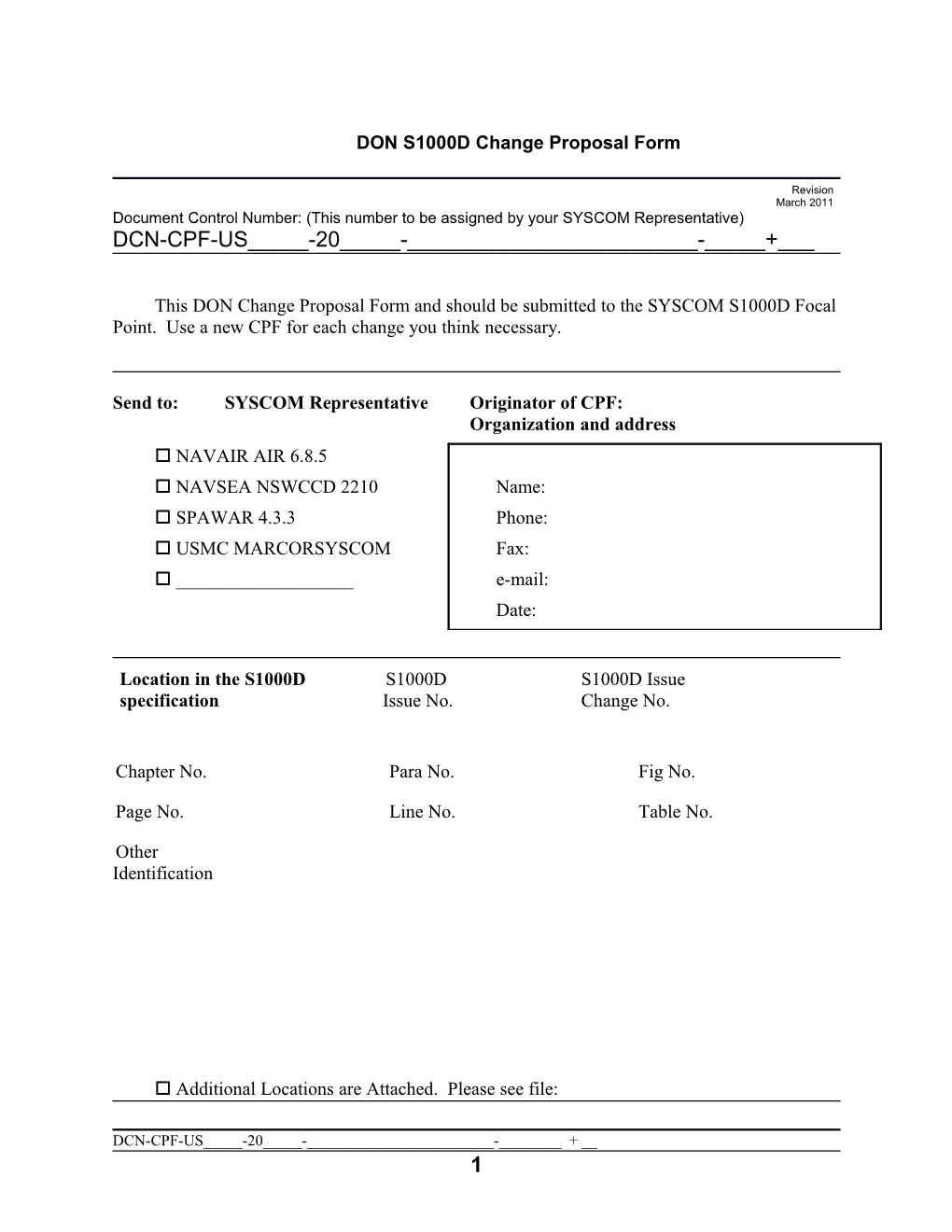 DON S1000D Change Proposal Form