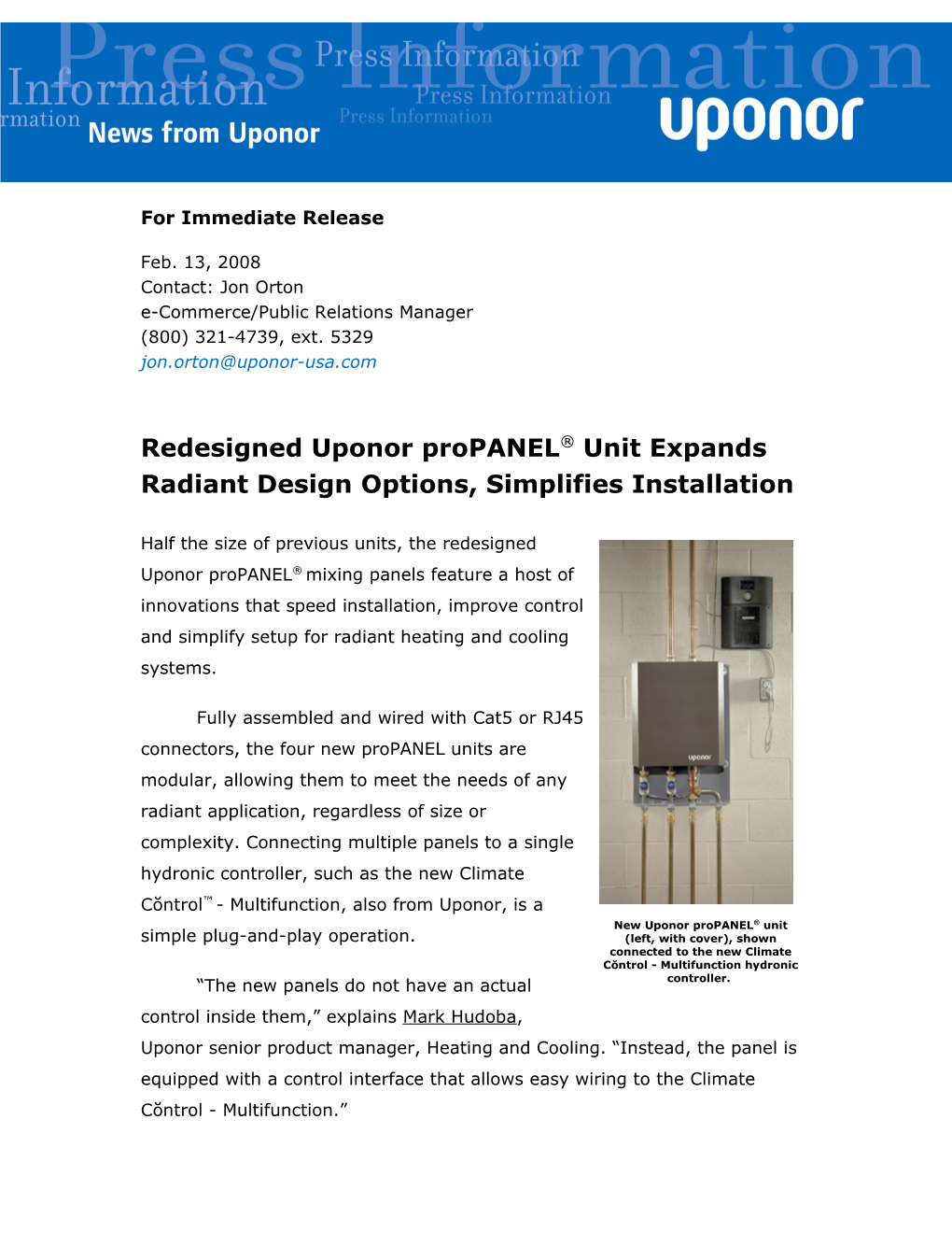 Uponor Redesigns Propanel Line