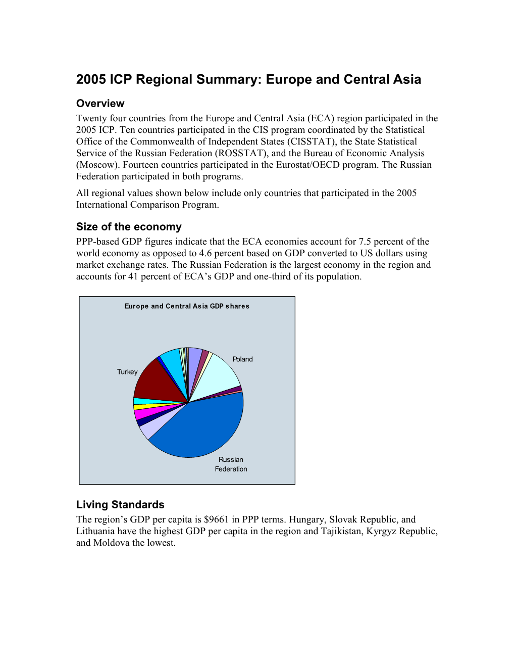 2005 ICP Regional Summary: Europe and Central Asia