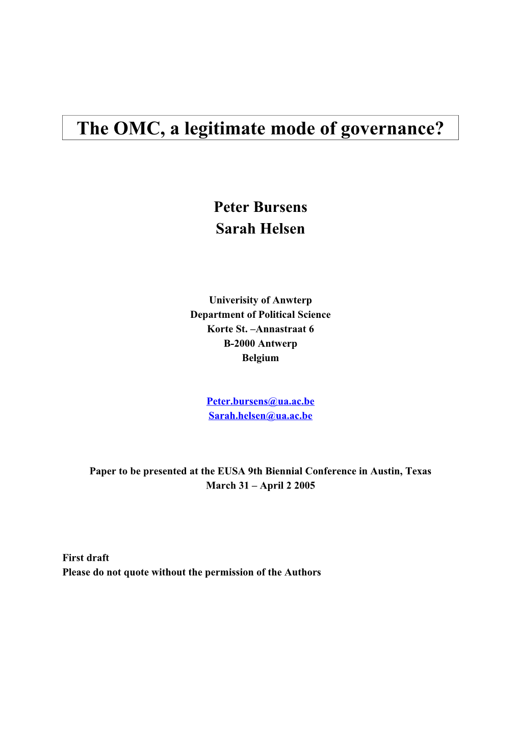 The OMC, a Legitimacy Increasing Method