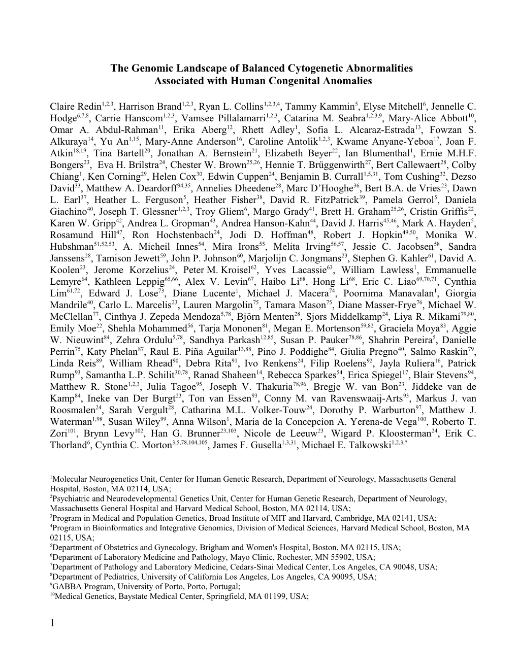 The Genomic Landscape of Balanced Cytogenetic Abnormalities