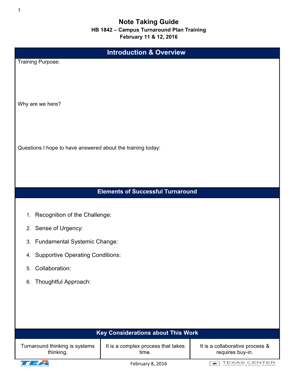 HB 1842 Campus Turnaround Plan Training