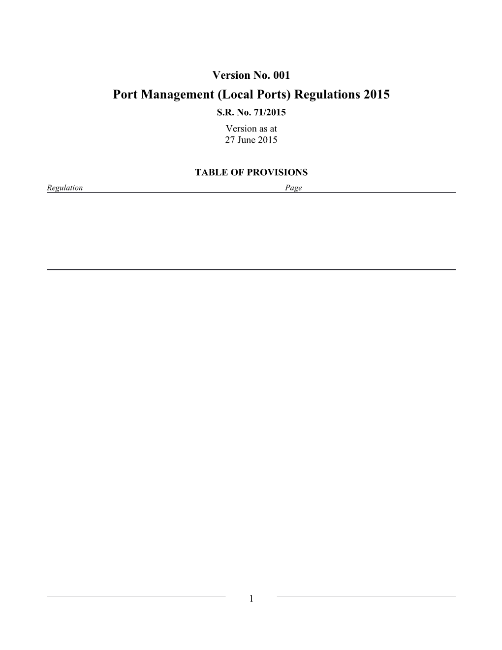 Port Management (Local Ports) Regulations 2015