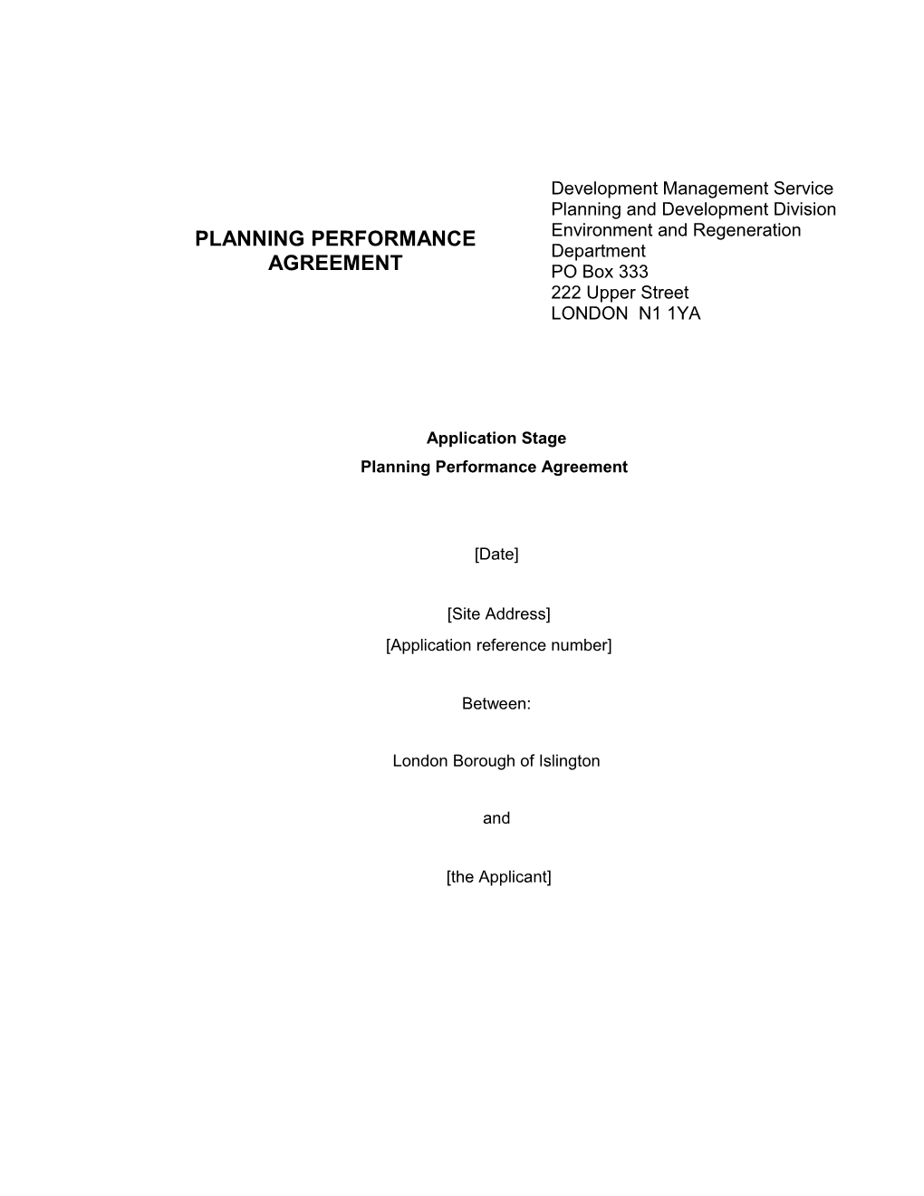 Template Application Stage Planning Performance Agreement (April 2017)