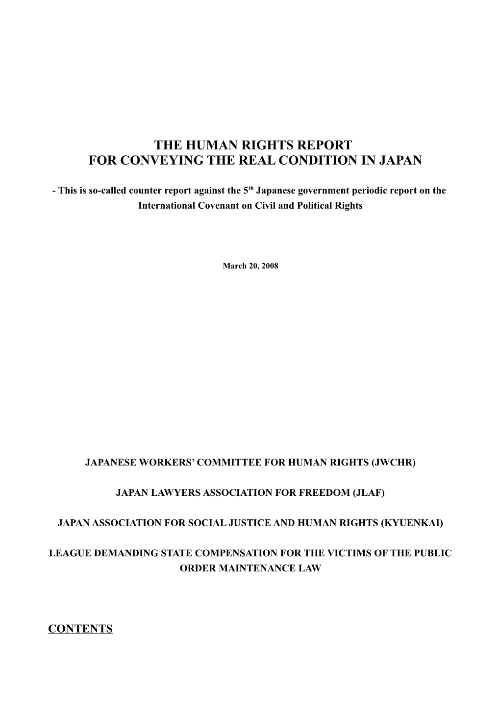 This Is So-Called Counter Report Against the 5Th Japanese Government Periodic Report on The
