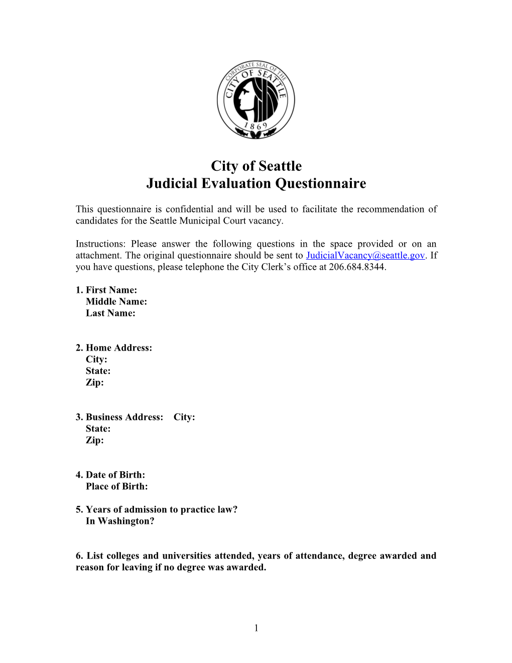 Judicial Appointments to the United States District Court for the Western District Of