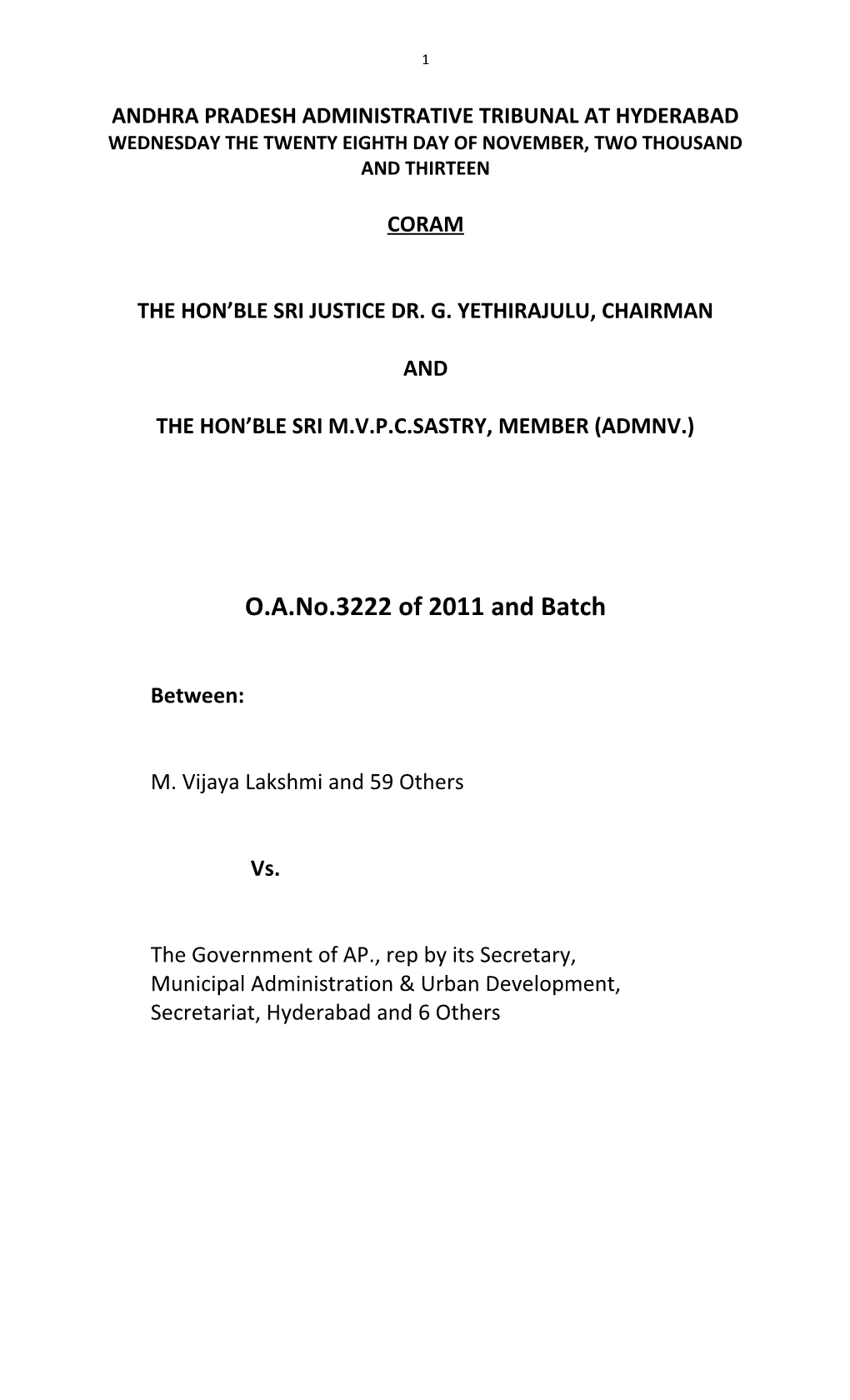 Andhra Pradesh Administrative Tribunal at Hyderabad