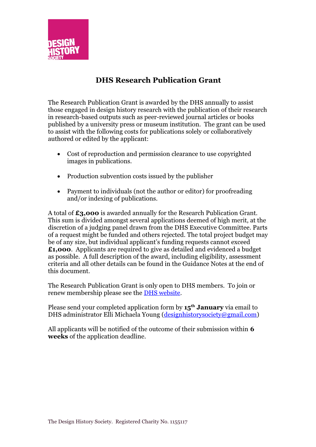 DHS Research Publication Grant