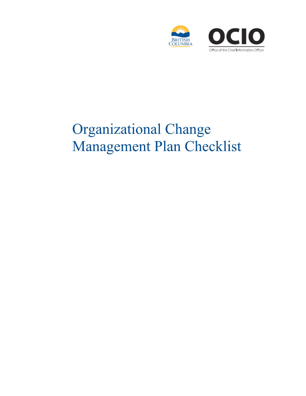 Organizational Change Management Plan Checklist
