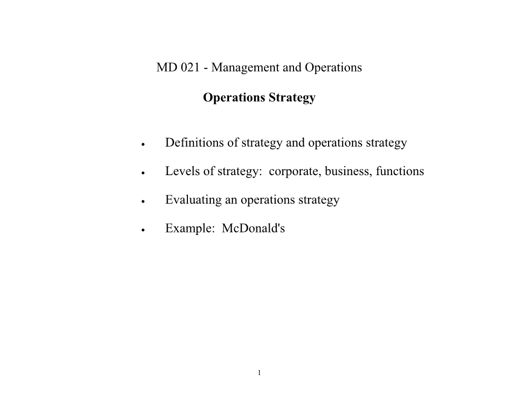 MD 021 - Management and Operations
