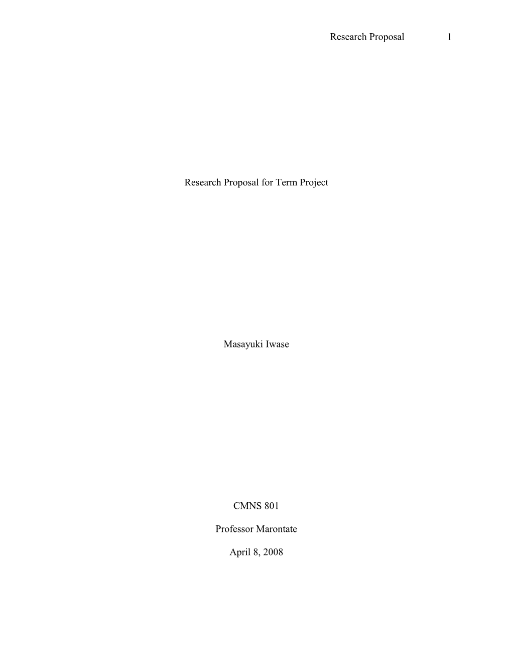 Research Proposal for Term Project