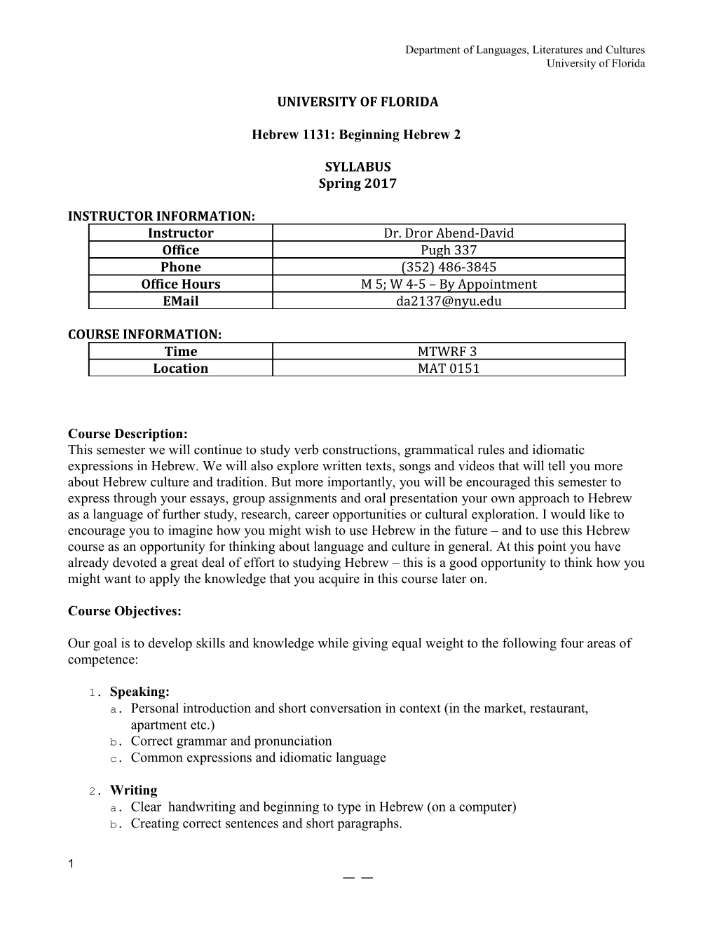 ITALIAN 1130: Beginning Italian 1