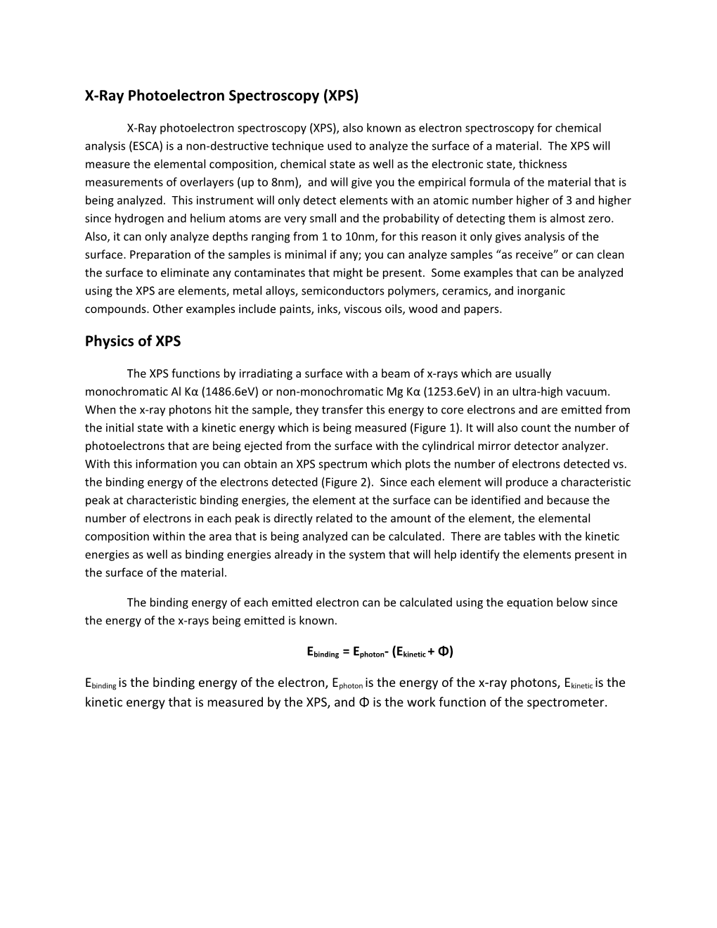 X-Ray Photoelectron Spectroscopy (XPS)