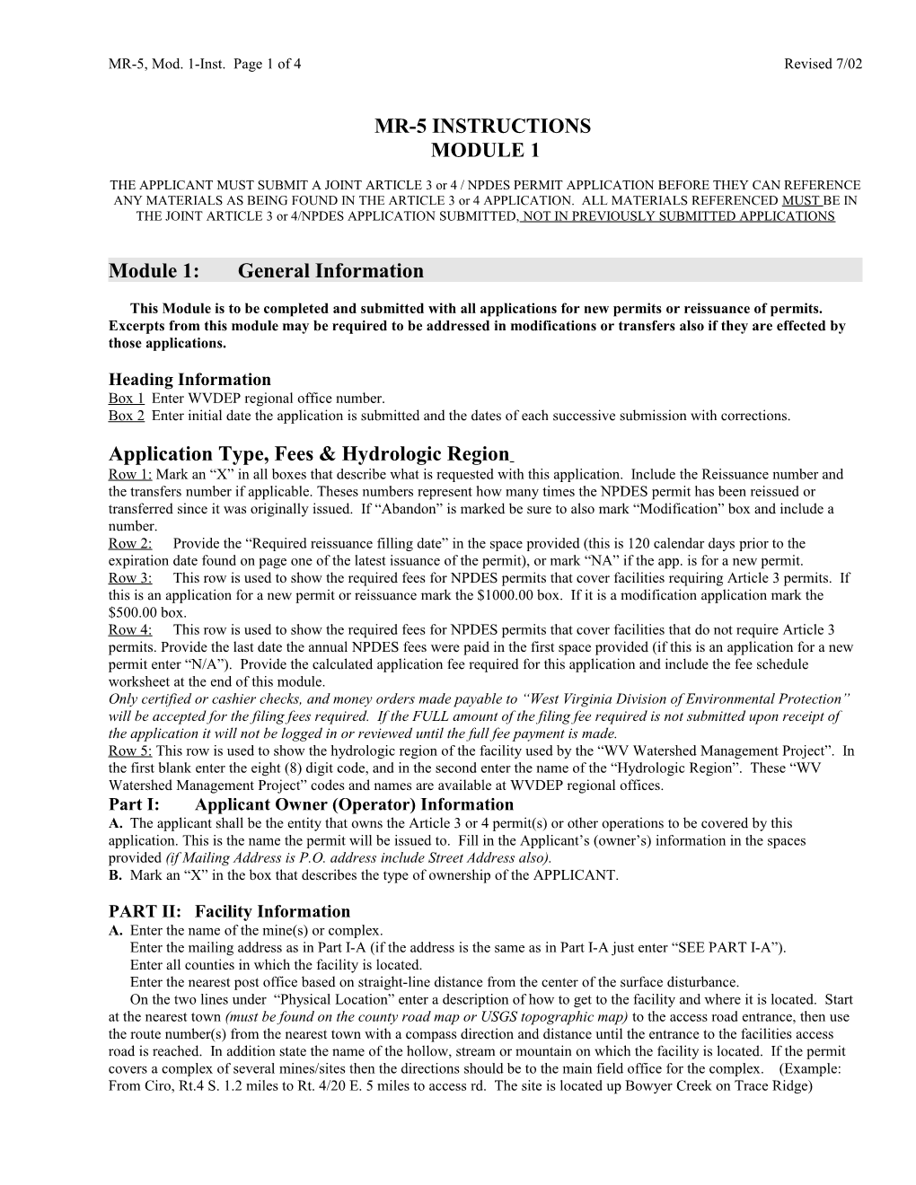 MR-5, Mod. 1-Inst. Page 1 of 4Revised 7/02