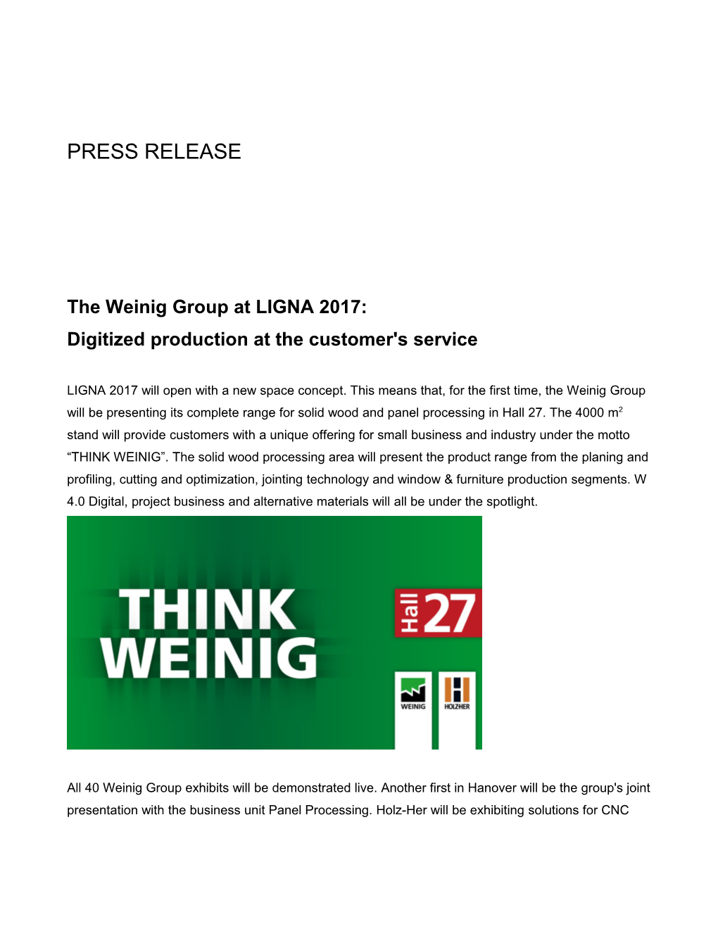 The Weinig Group at LIGNA 2017