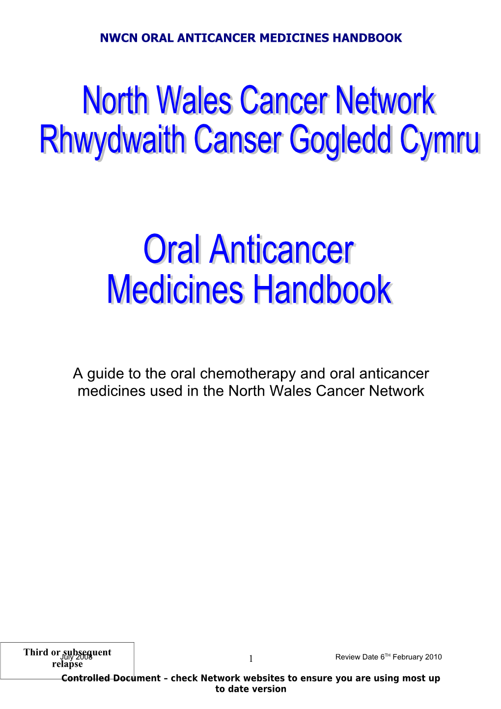 Nwcn Oral Anticancer Medicines Handbook