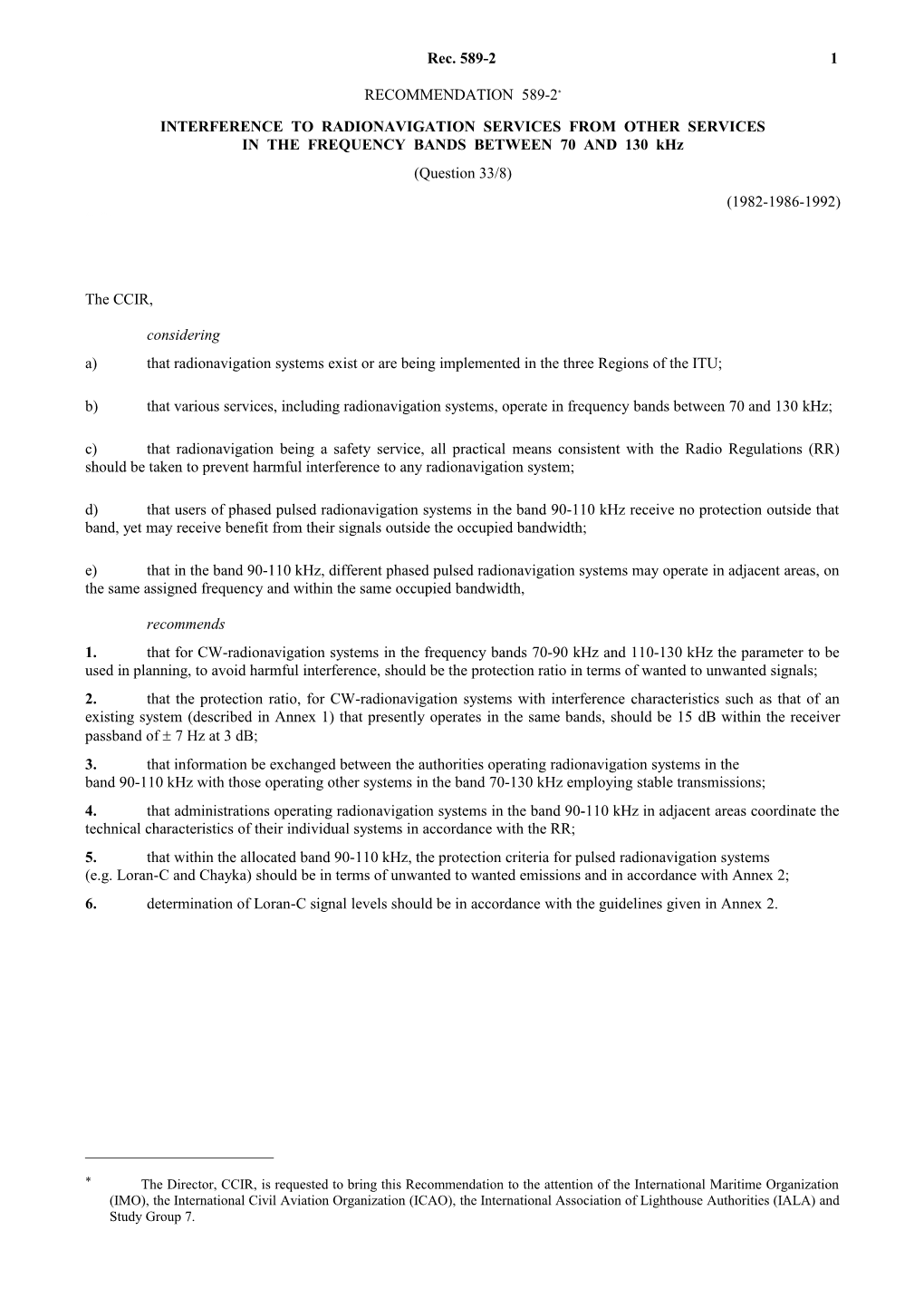 M.589-2 - Interference to Radionavigation Services from Other Services in the Frequency