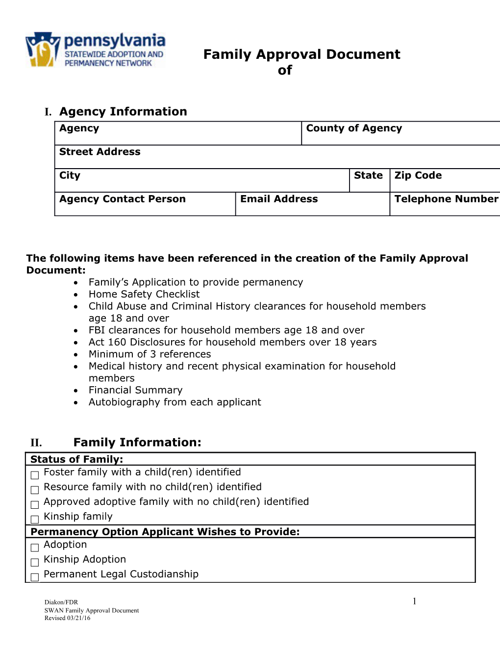 Family Approval Document