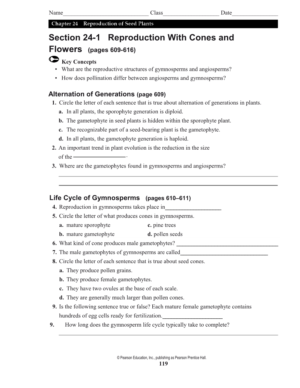 Section 24-1 Reproduction with Cones And