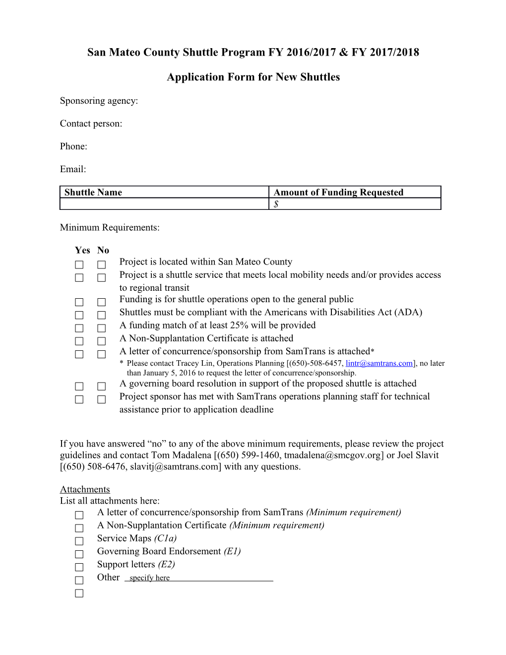 San Mateo County Shuttle Program FY 2016/2017FY 2017/2018