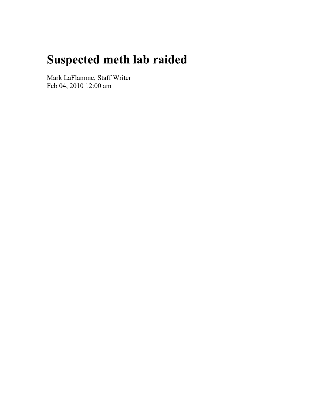 Suspected Meth Lab Raided