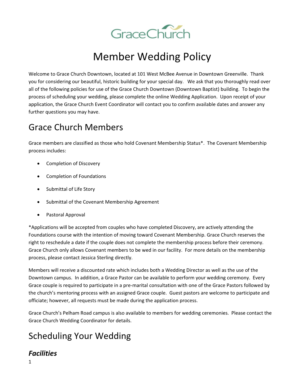 Member Wedding Policy