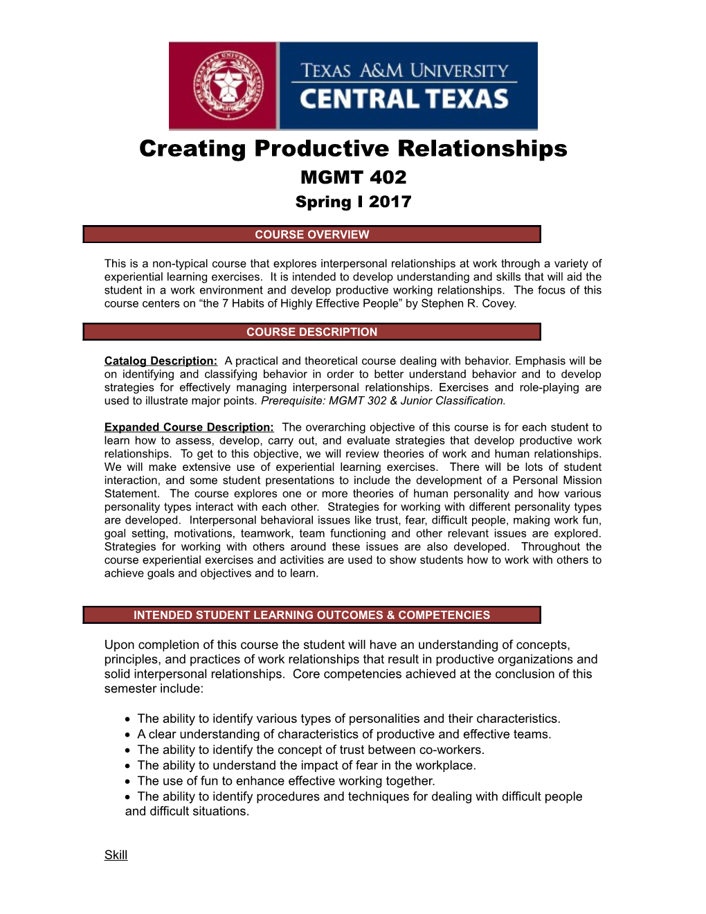 Creating Productive Relationships
