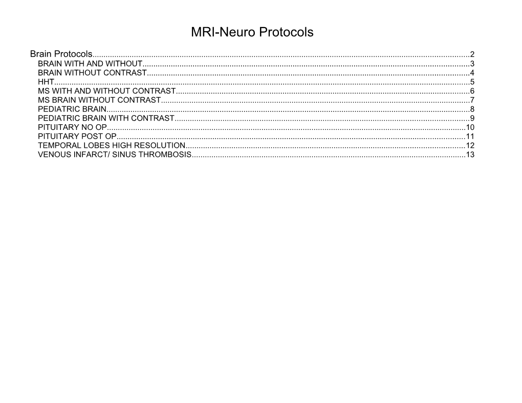 MRI-Neuro Protocols