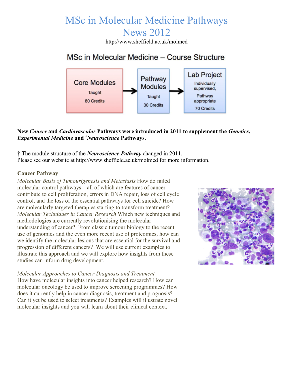Msc in Molecular Medicine Pathways