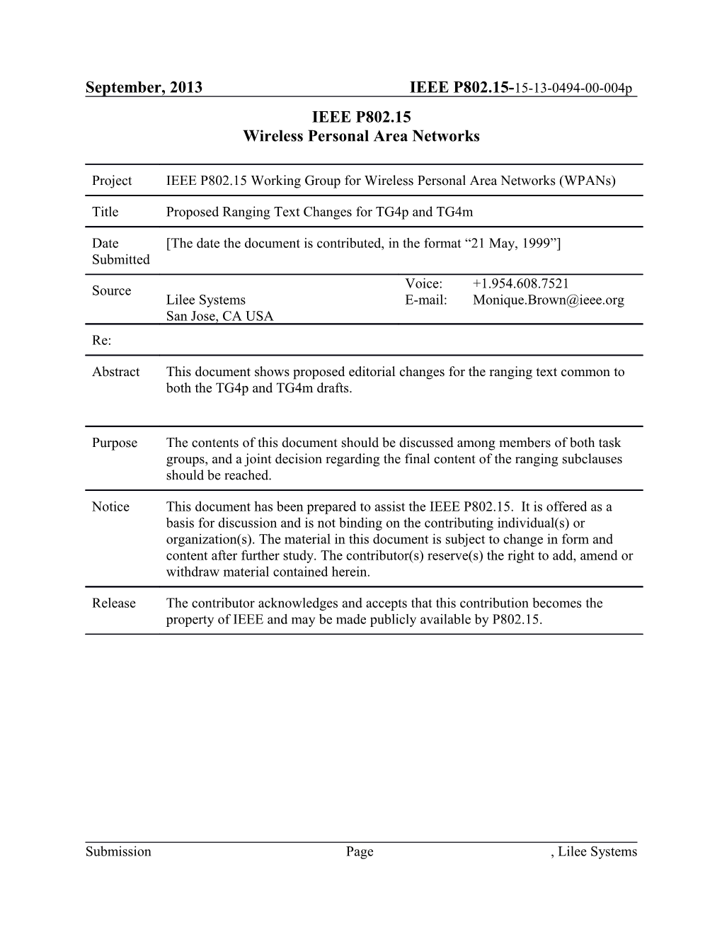 Proposed Ranging Text Changes for Tg4p and Tg4m