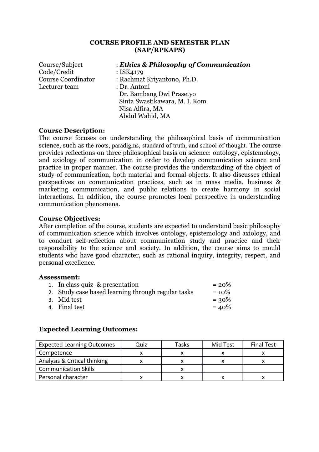 Department of Communication Science, Brawijaya University