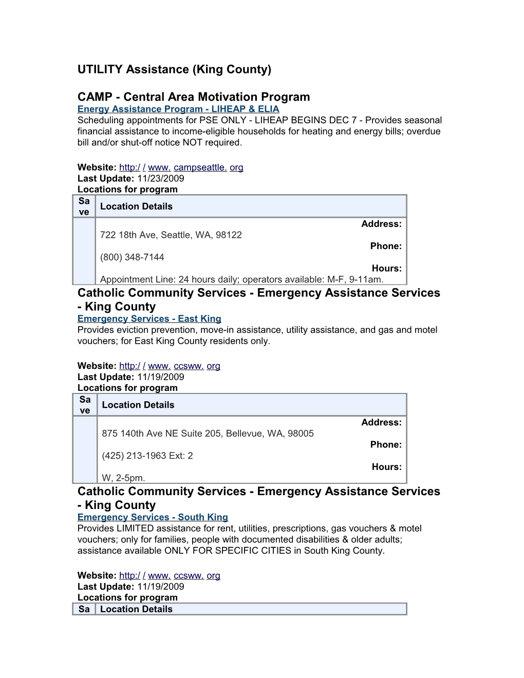 UTILITY Assistance (King County)