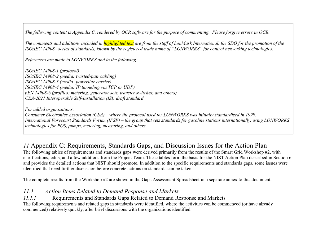 11 Appendix C: Requirements, Standards Gaps, and Discussion Issues for the Action Plan